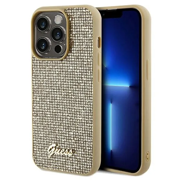 Etui Guess Disco Metal Script na iPhone 14 Pro - złote zdjęcie 1