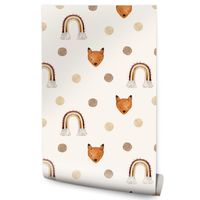 Tapeta Ścienna Do Pokoju Dzieci LISY Kropeczki Tęcze Styl Boho Zwierzątka