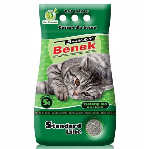 SUPER BENEK STANDARD LINE BENTONITOWY ŻWIREK DLA KOTA ZIELONY LAS 25L Litr na Arena.pl