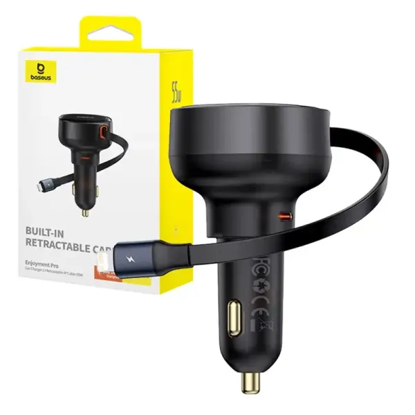 Ładowarka Samochodowa Baseus 55W 3xUSB DO iPhone Lightning i USB-C Czarna zdjęcie 1