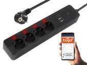Inteligentna listwa zasilająca CZARNA 3m 2xUSB+USB-C WiFi TUYA