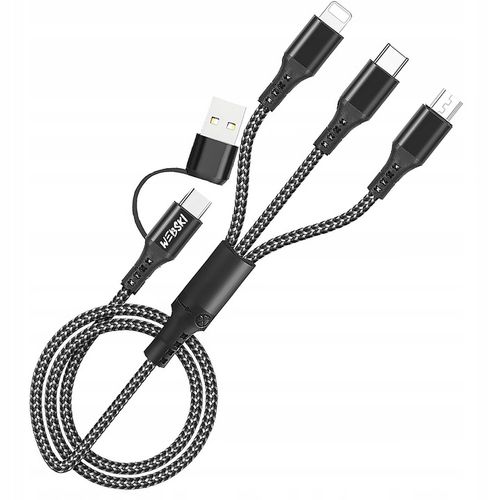 ZESTAW ŁADOWARKA SAMOCHODOWA 6A 30W 2X USB 2 X USB-C Z KABLEM COMBO USB 6W1 na Arena.pl