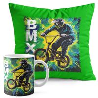 ZESTAW KUBEK + PODUSZKA ZIELONA - ROWER BMX MTB SPORT