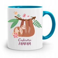 Kubek Błękitny Dla Mamy Matki Cudowna Mama Prezent Z Nadrukiem Ze Zdjęciem