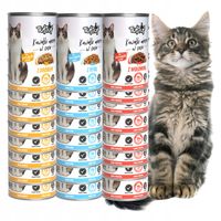 MOKRA KARMA DLA KOTA 24x415g 75% MIĘSA W SOSIE TUF TUF PUSZKI MIX