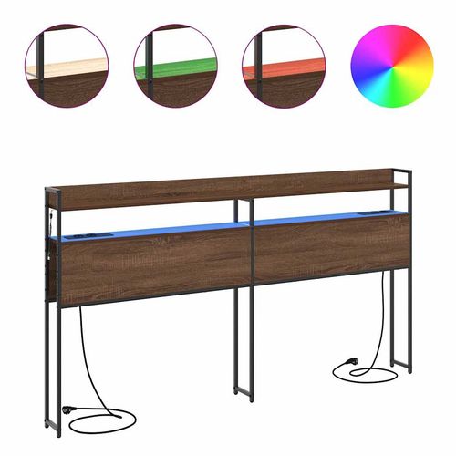 Zagłówek z półką Brązowy dąb 180 cm Materiał drewnopochodny na Arena.pl