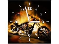 30X30CM ZEGAR MOTOCYKL OGNIU OBRAZ DREWNO