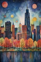 Plakat 61x90,5cm Panorama Malowniczego Miasta