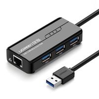 hub adapter sieciowy usb-a - rj45 1000 mbps / 3x usb 3.0 czarny