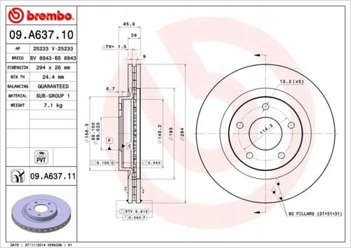 TARCZA HAM PRZOD 294X26 V BREMBO na Arena.pl