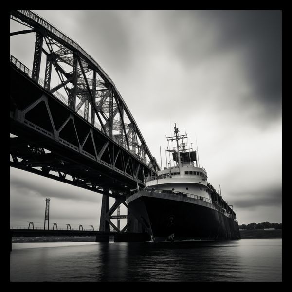 Plakat 40x40cm Statek przy Moście zdjęcie 2