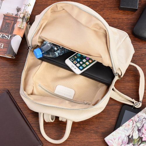 Skórzany plecak A4 duży pojemny do szkoły Włoski kremowy P16 na Arena.pl