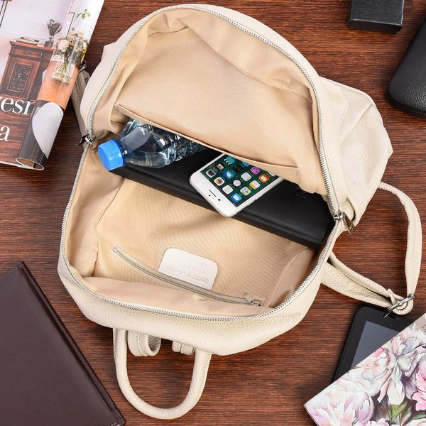 Skórzany plecak A4 duży pojemny do szkoły Włoski kremowy P16 zdjęcie 2