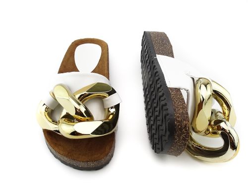 Białe klapki duży łańcuch 37 na Arena.pl