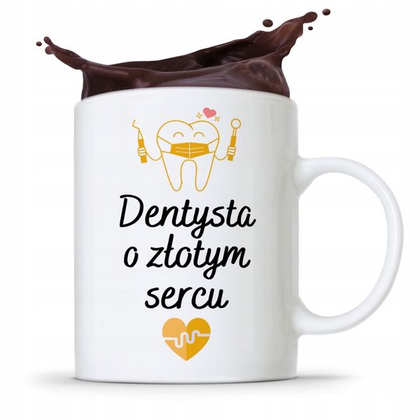Kubek Prezent Dla Dentysty O Złotym Sercu Z Nadrukiem Ze Zdjęciem zdjęcie 1