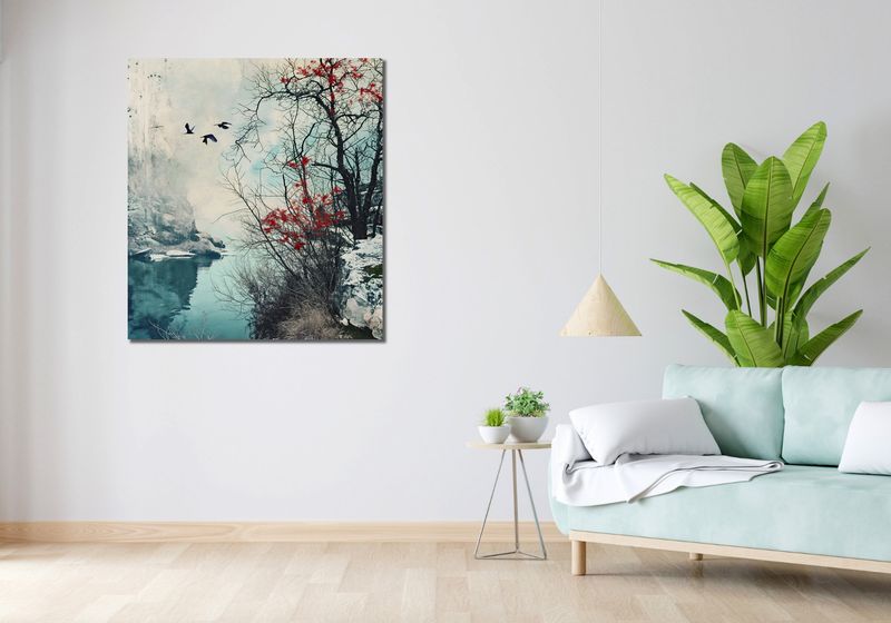 Obraz 90x100cm Zimowy Brzask Ptaków zdjęcie 2