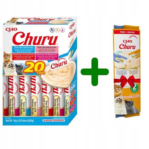 INABA CAT CHURU Przysmak dla KOTA tuńczyk owoce morza 20x14g+ 2x14g na Arena.pl