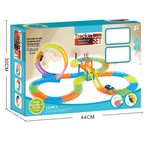 Tor Samochodowy Wyścigowy Kolejka Duży Puzzle Klocki Zestaw  2x Autko na Arena.pl