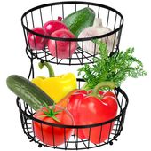 Podwójny kosz na owoce, koszyk metalowy 32,5x30 cm patera czarna