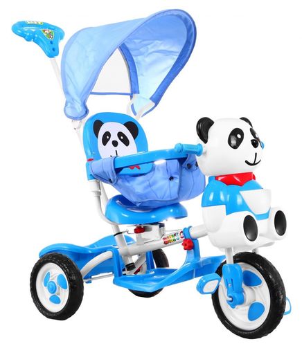 3-Kołowy Rowerek Dla Dzieci Panda Niebieski + Dźwięki + Daszek + Barierka na Arena.pl