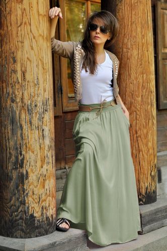 Długa rozkloszowana spódnica styl BOHO chaber na Arena.pl