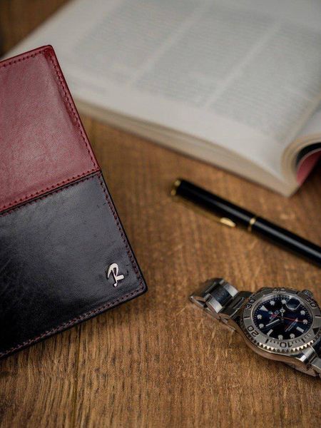 Portfel męski skórzany RFID Rovicky Czarno czerwony zdjęcie 4