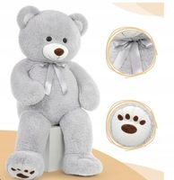 Duży miś pluszowy 120 cm kolor szary haft stopa