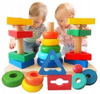 Drewniana układanka montessori kształty i kolory sensoryczna sorter klocki