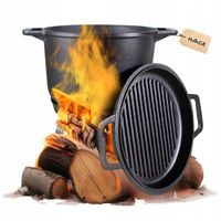 KOCIOŁEK ŻELIWNY Z PATELNIĄ GARNEK myśliwski węgierski 10L na OGNISKO GRILL