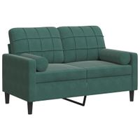 2-osobowa sofa z poduszkami, ciemnozielona, 120 cm, aksamit