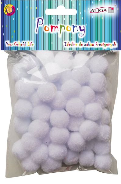 pompony 60szt. białe 2cm | pom-401 zdjęcie 1