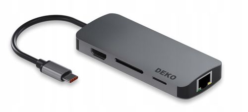 Hub Usb C 8w1 Stacja Dokująca 100W HDMI 4K 60Hz 3xUSB LAN SD DEKO BUSINESS na Arena.pl