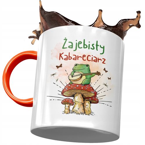 Kubek Pomarańczowy Dla Kabareciarza Żajebisty Z Nadrukiem Ze Zdjęciem na Arena.pl