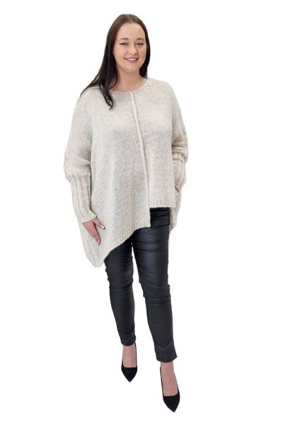 Asymetryczny Sweter Oversize Beżowy UNI zdjęcie 1