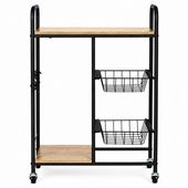 REGAŁ NA KÓŁKACH MODERNHOME Z KOSZYKAMI METAL MDF Z BLOKADĄ