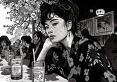 Plakat 42x29,7cm Czarne Kimono
