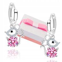 Kolczyki srebrne dla dziewczynki dzieci myszki wiszące Komunia srebro 925