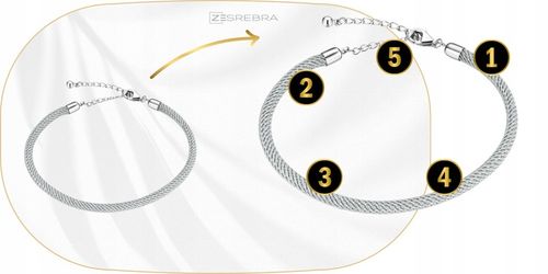 Bransoletka modułowa srebro 925 do CHARMS koralików zawieszek szara srebrna na Arena.pl
