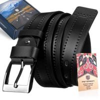 Szeroki skorzany pasek meski z ozdobna perforacja