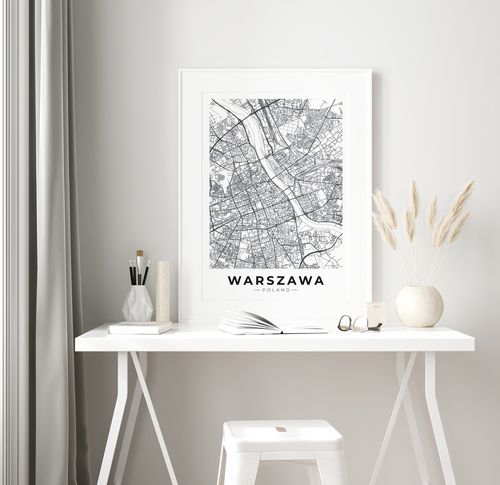 Plakat plan miasta mapa Warszawa 40x50 cm na Arena.pl