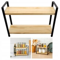 REGAŁ NA PRZYPRAWY 2-POZIOMOWY PÓŁKA KUCHENNA DREWNO ORGANIZER NA BLAT