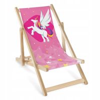 LEŻAK DZIECIĘCY DREWNIANY Różowy JEDNOROZEC Wygodny Regulowany Ogrodowy