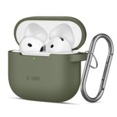 Etui Tech-Protect Silicone Hook z Karabińczykiem DO AirPods 4 Oliwkowe