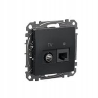 Sedna Design & Elements Gniazdo TV + RJ45 kat.6 czarny antracyt SDD114469T