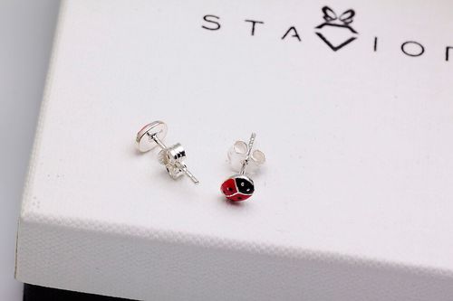 srebrne kolczyki biedronki dla dziewczynki na Arena.pl