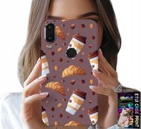 ETUI DO HUAWEI Y7 2019 - CASE Z KAWĄ ROGALIKAMI I ZIARNAMI W TLE