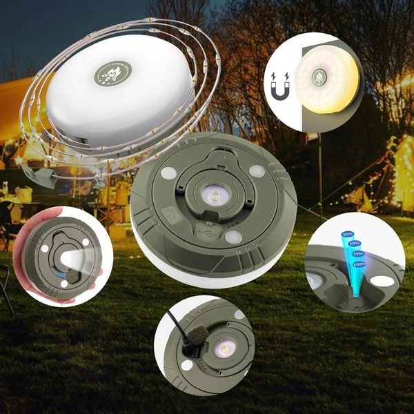 LAMPKA KEMPINGOWA DO NAMIOTU ZEWNĘTRZNEGO, BAJKOWA LAMPKA LED USB 1800MAH zdjęcie 2