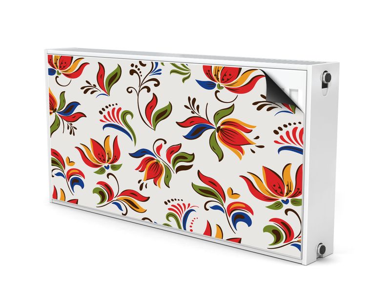 Osłona MAGNETYCZNA Grzejnika KWIATY Barwny Ludowy Wzór 80cm x 60cm zdjęcie 2