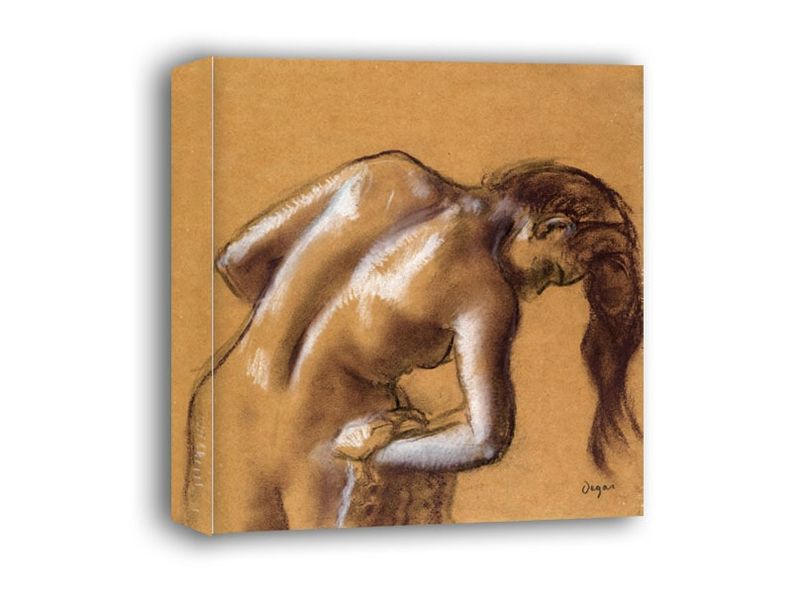 Bather Drying Herself, Edgar Degas - obraz na płótnie 30x30 cm zdjęcie 1