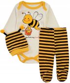 KOMPLET BODY PÓŁŚPIOCHY CZAPKA PSZCZÓŁKA 3m J37C
